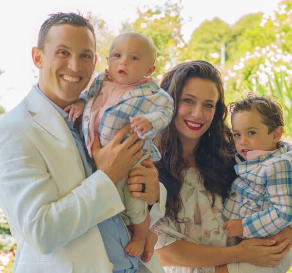 Adam with his wife Lindsay and two children, Leo and Ryder
